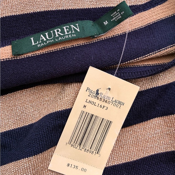 Ralph Lauren Striped Long Sleeve Dress in Navy and Gold - Picture 3 of 4